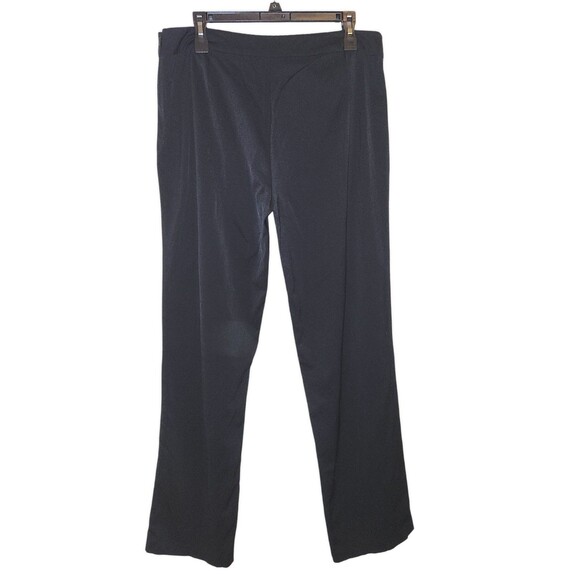 EILEEN FISHER Pants L Flat Front Crepe Straight Leg Career Slacks Side Zip Black - Picture 4 of 4